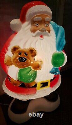 Vintage Santa Claus & Bear Blow Mold Christmas Holiday Lawn Figure 40 Lighted