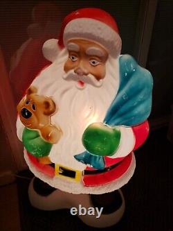 Vintage Santa Claus & Bear Blow Mold Christmas Holiday Lawn Figure 40 Lighted