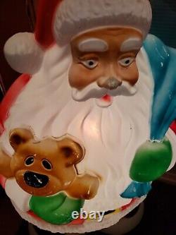 Vintage Santa Claus & Bear Blow Mold Christmas Holiday Lawn Figure 40 Lighted