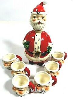 Vintage Santa Claus Brandy Set 1893 Detachable Head 6 Mugs Holidays Christmas