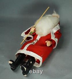 Vintage Santa Claus Christmas Figure Hard Plastic Felt Costume withSack Stick &Box