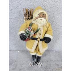 Vintage Santa Claus Figure Rustic Yellow Coat Backpack Christmas Decor