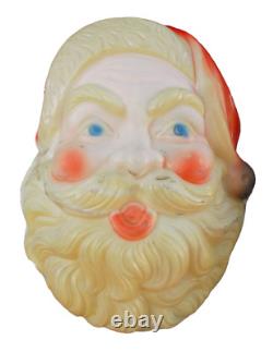 Vintage Santa Claus Head Hard Plastic Wall Hanging 60s Beco Damaged No Light