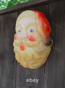 Vintage Santa Claus Head Hard Plastic Wall Hanging 60s Beco Damaged No Light