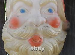 Vintage Santa Claus Head Hard Plastic Wall Hanging 60s Beco Damaged No Light