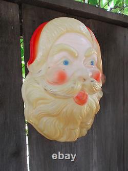 Vintage Santa Claus Head Hard Plastic Wall Hanging 60s Beco Damaged No Light