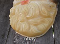 Vintage Santa Claus Head Hard Plastic Wall Hanging 60s Beco Damaged No Light