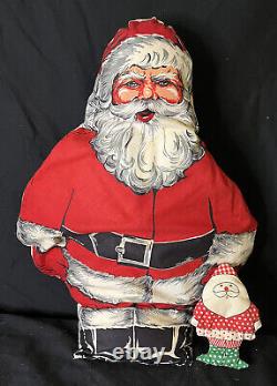 Vintage Santa Claus Mid Century Cloth Pillow 20 Christmas Collectible + Bonus