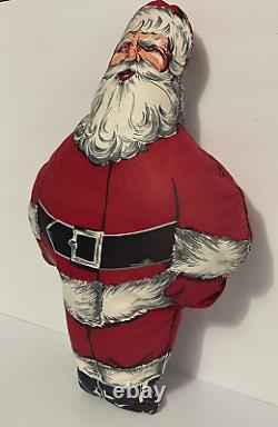 Vintage Santa Claus Mid Century Cloth Pillow 20 Tall Rare Christmas Collectible