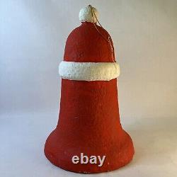 Vintage Santa Claus Paper Mache Figure Large Bell Shaped Hanging Christmas 16x11