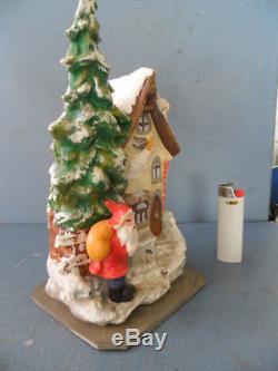 Vintage Santa Claus Papermache Candy Container German With Angel And House