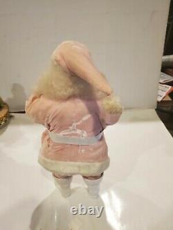 Vintage Santa Claus Pink Suit Christmas Decor Doll 15 Inch Harold Gale