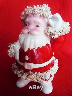 Vintage Santa Claus Planter Spaghetti Porcelain Antique Christmas