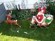Vintage Santa Claus Sleigh Reindeer Outdoor Blow Mold General Foam Made In Usa