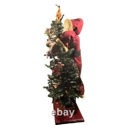 Vintage Santa Claus Statue Figure Holding Christmas Tree Decoration 34 Tall