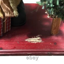 Vintage Santa Claus Statue Figure Holding Christmas Tree Decoration 34 Tall