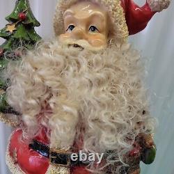 Vintage Santa Claus Tree Toys Ceramic Mold Painted 15.5 Christmas Figure