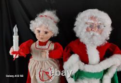Vintage Santa Clause Mrs. Clause Illuminated and Animated 24 Tall Figures