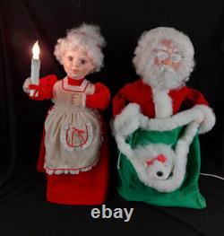 Vintage Santa Clause Mrs. Clause Illuminated and Animated 24 Tall Figures