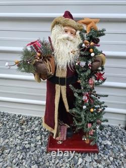 Vintage Santa Clause Statue & Christmas Tree Decoration 34 Tall Decor