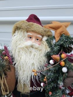 Vintage Santa Clause Statue & Christmas Tree Decoration 34 Tall Decor
