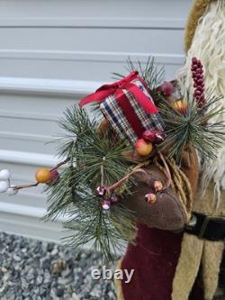 Vintage Santa Clause Statue & Christmas Tree Decoration 34 Tall Decor