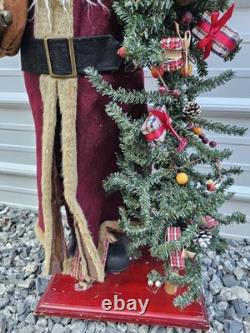 Vintage Santa Clause Statue & Christmas Tree Decoration 34 Tall Decor