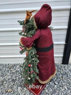 Vintage Santa Clause Statue & Christmas Tree Decoration 34 Tall Decor