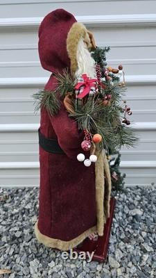 Vintage Santa Clause Statue & Christmas Tree Decoration 34 Tall Decor