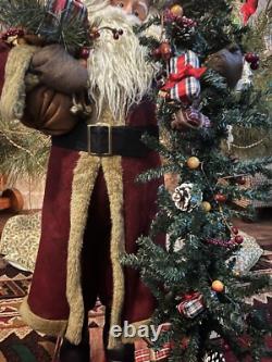 Vintage Santa Clause Statue Figure With Tree Christmas Decoration 32 Tall