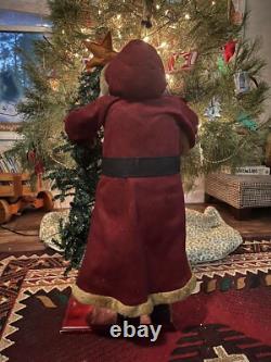 Vintage Santa Clause Statue Figure With Tree Christmas Decoration 32 Tall