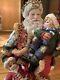 Vintage Santa Heavy Resin Hand Painted Figure Toy Bag 2 Children 10