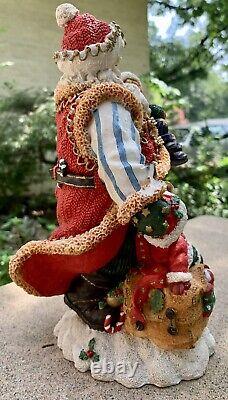 Vintage Santa Heavy Resin Hand Painted Figure Toy Bag 2 Children 10