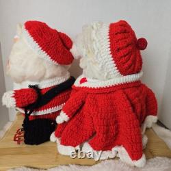 Vintage Santa & Mrs Claus Handmade Crochet Christmas Decor Kitschy Retro 70s