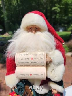 Vintage Santa Sack of Toys with Child Large 16 Figure on Wood Base Quality Rare