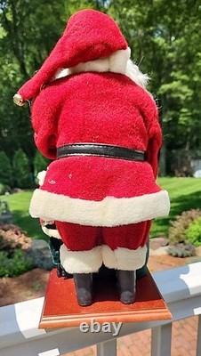 Vintage Santa Sack of Toys with Child Large 16 Figure on Wood Base Quality Rare