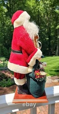 Vintage Santa Sack of Toys with Child Large 16 Figure on Wood Base Quality Rare