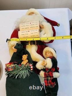 Vintage Santa Sack of Toys with Child Large 16 Figure on Wood Base Quality Rare