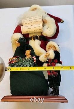 Vintage Santa Sack of Toys with Child Large 16 Figure on Wood Base Quality Rare