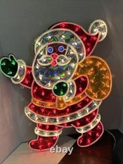 Vintage Santa Waving Christmas Holographic Lighted 20 Tall For Window