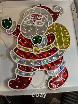 Vintage Santa Waving Christmas Holographic Lighted 20 Tall For Window