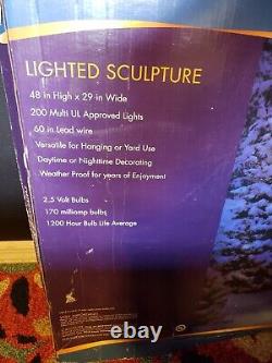 Vintage Santa Waving Christmas Holographic Lighted 48 Yard Art Sculpture