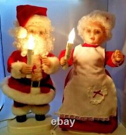 Vintage Santa's Best Christmas animated Mr & Mrs Claus Figures Animatronic Light