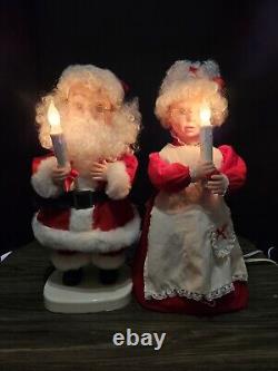 Vintage Santa's Best Mr & Mrs Santa Claus Lighted Animated Motion Figures 20