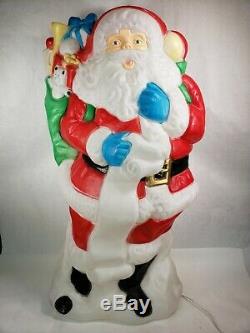Vintage Santa's Best Rare 42 Santa Claus Christmas Lighted Blow Mold withcord