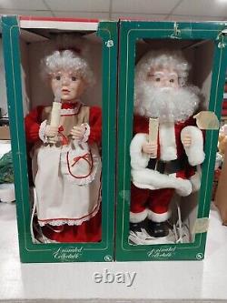 Vintage Santa's Best Rennoc Christmas Animatronic Mr & Mrs Claus Figures, Boxed