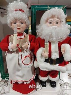 Vintage Santa's Best Rennoc Christmas Animatronic Mr & Mrs Claus Figures, Boxed