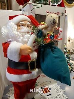 Vintage Set 24 Plush Mr & Mrs Santa Claus Animated Lighted Figures Set Iob