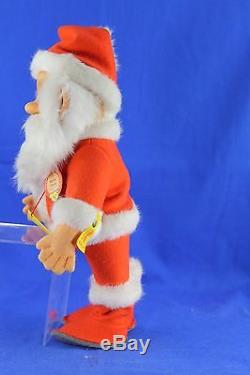 Vintage Steiff Santa Claus Rubber Face Red Suit White Fur Trim Button Hang Tags