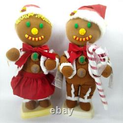 Vintage Telco Gingerbread Couple Boy Girl Animated Christmas Figures